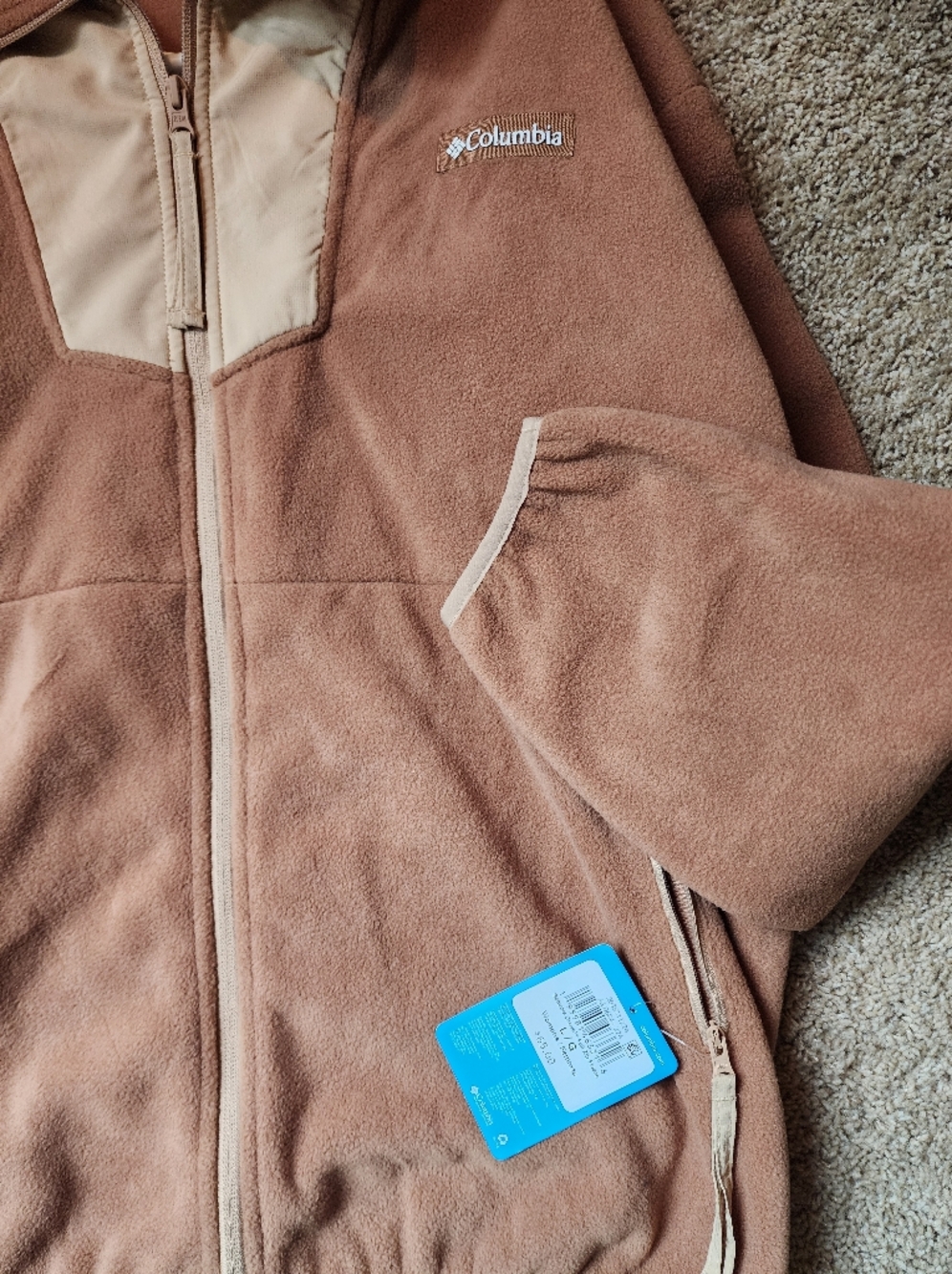 New Nwt Tags Women Columbia Zip Fleece Jacket L Brown Sequoia Grove L Lg - Picture 2 of 2